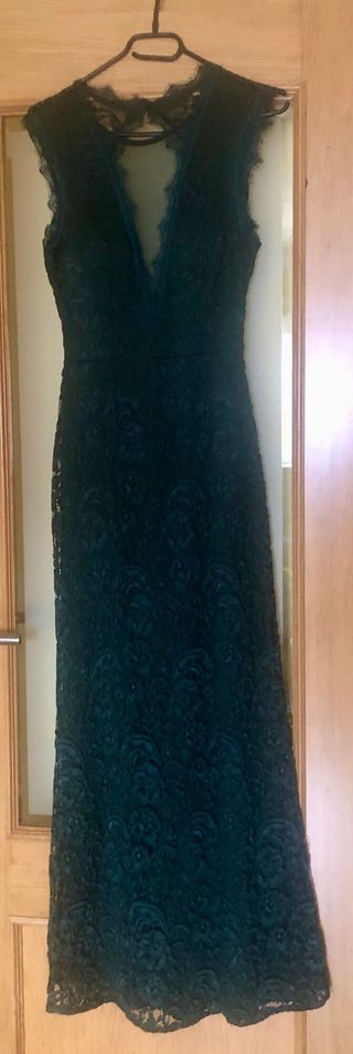 Vestido largo de encaje verde