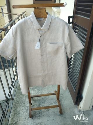 Camicia uomo Primark lino manica corta beige XL