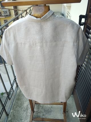 Camicia uomo Primark lino manica corta beige XL