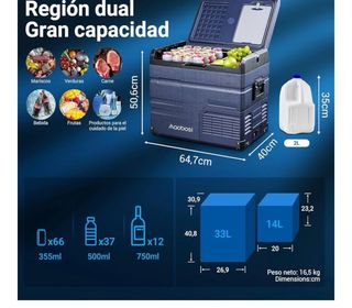 Nevera Portátil AAOBOSI 46L Doble Zona