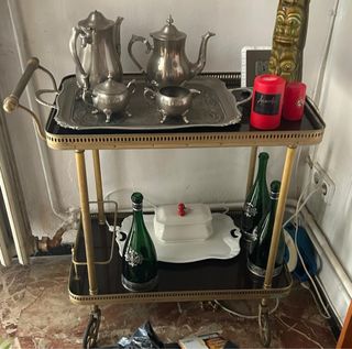 Mesa Camarera Vintage Plata y Verde