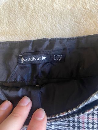 Falda pantalón cuadros gris y rosa
