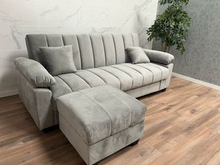 Sofá Cama Gris Terciopelo Con almacen doble!!