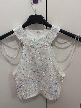Top lentejuelas blanco y multicolor