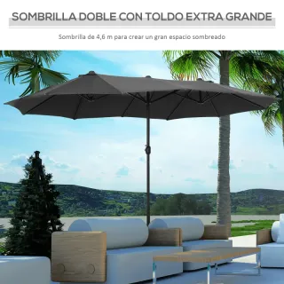 Sombrilla Doble para Jardín 455x265x238 cm