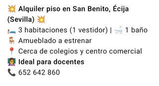 Piso Alquiler San Benito, Écija (Sevilla)