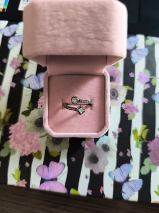 Anillo Doble Plata y Circonitas Blancas Ajustable