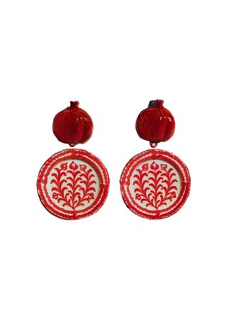 Pendientes cerámica, pendientes granada, joya arte