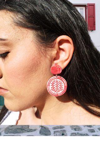 Pendientes cerámica, pendientes granada, joya arte