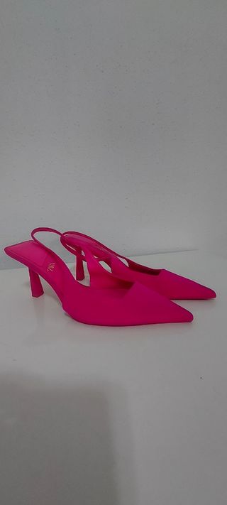 Zapatos Zara Rosa Tacón Slingback