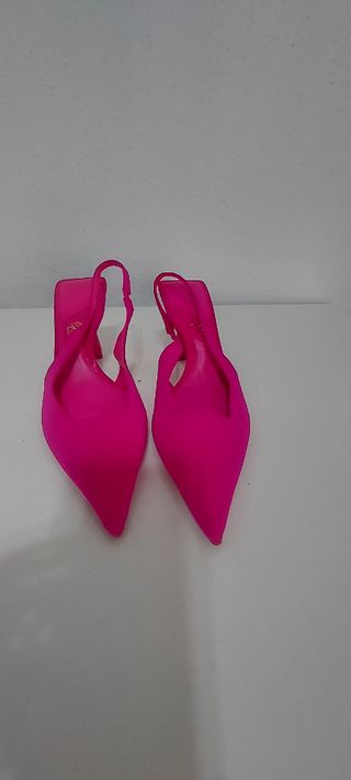 Zapatos Zara Rosa Tacón Slingback