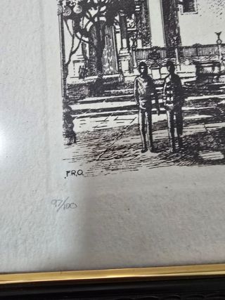 Litografía Plaza de la Catedral Firmada