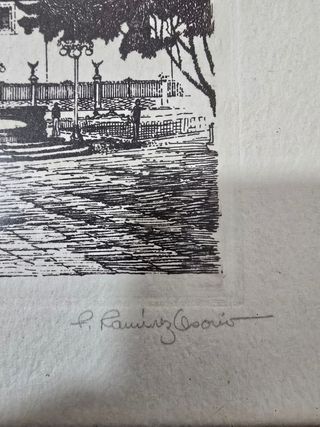 Litografía Plaza de la Catedral Firmada