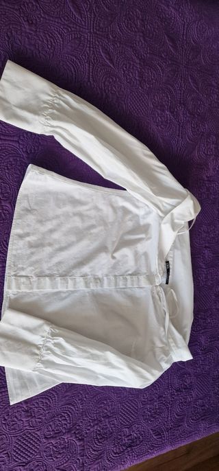 Blusa Zara Hombros Descubiertos Blanca Talla M