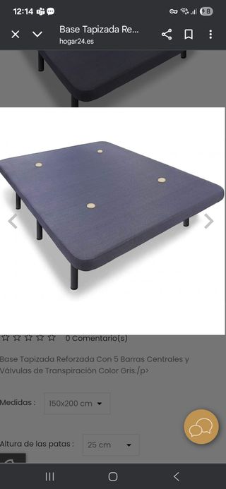 Base tapizada 150x200 cm reforzada