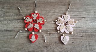Adornos Navidad Corazones Madera y Lata