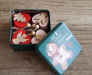 Adornos Navidad Corazones Madera y Lata