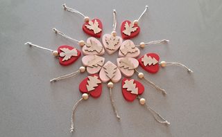 Adornos Navidad Corazones Madera y Lata