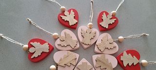Adornos Navidad Corazones Madera y Lata
