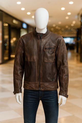 Chaqueta de piel marrón