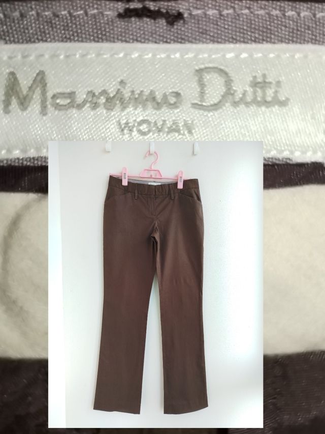 Pantalón mujer Massimo Dutti Marrón T.36 perfecto