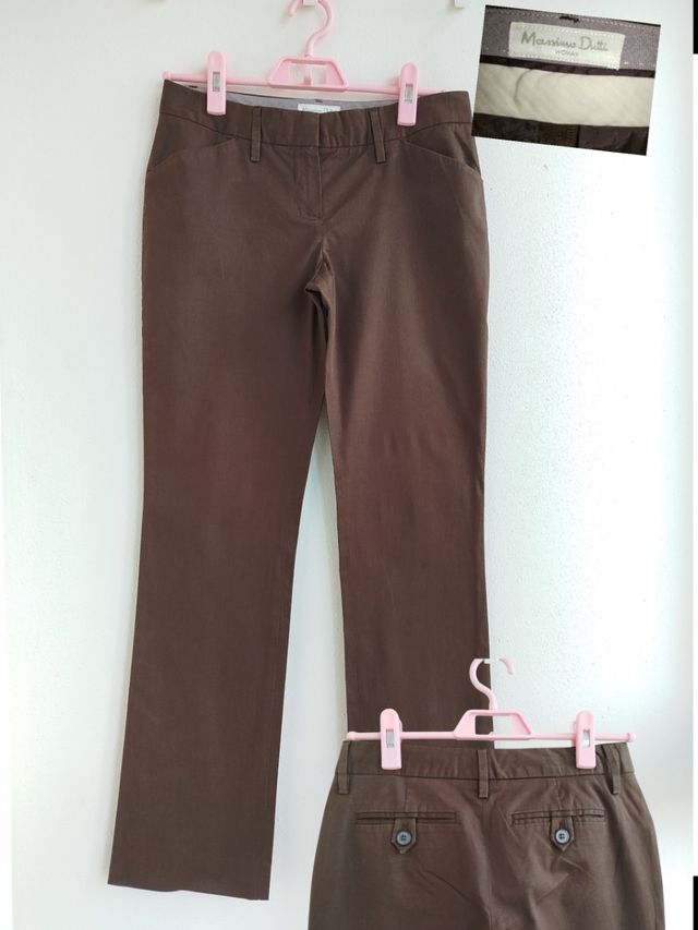 Pantalón mujer Massimo Dutti Marrón T.36 perfecto