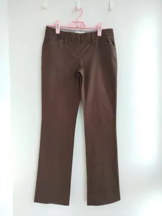 Pantalón mujer Massimo Dutti Marrón T.36 perfecto
