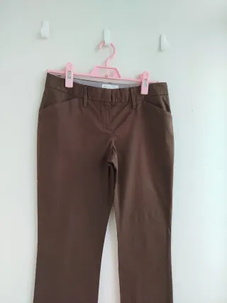 Pantalón mujer Massimo Dutti Marrón T.36 perfecto