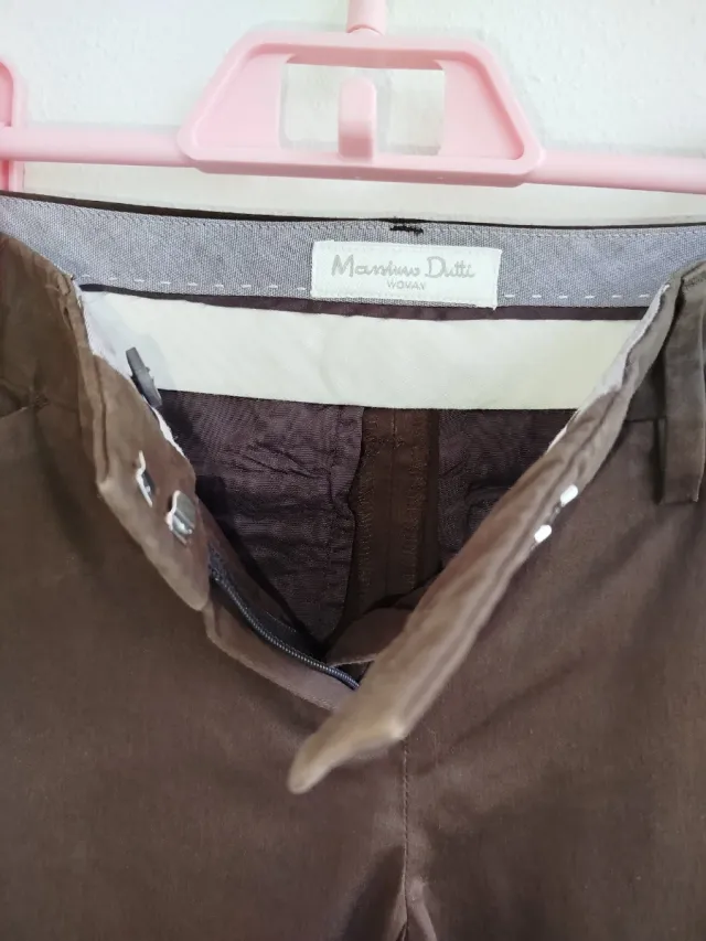 Pantalón mujer Massimo Dutti Marrón T.36 perfecto