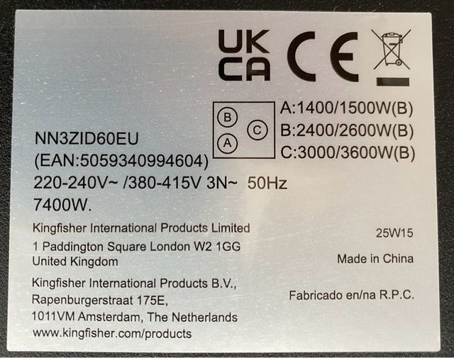 Placa de inducción / Vitrocerámica Nueva