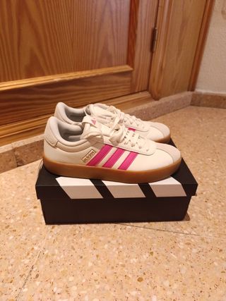 Adidas VL Court 3.0 Blanco y Rosa Talla 38