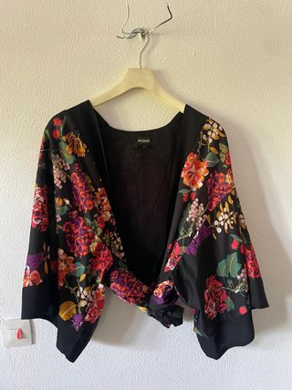 Kimono H&M floral negro mujer XS