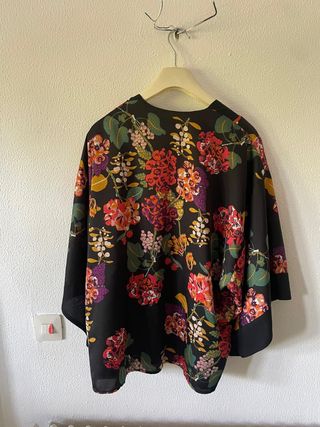 Kimono H&M floral negro mujer XS