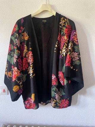 Kimono H&M floral negro mujer XS