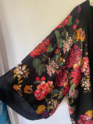 Kimono H&M floral negro mujer XS