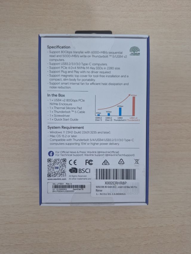 Carcasa WAVLINK USB4 v2 80Gbps NVMe