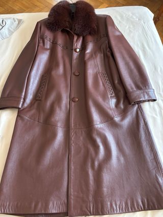 Abrigo de cuero auténtico mujer