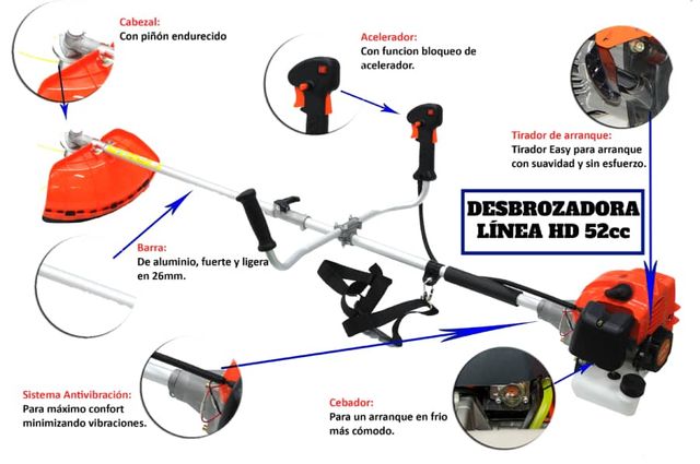 Desbrozadora 52cc + 7 discos