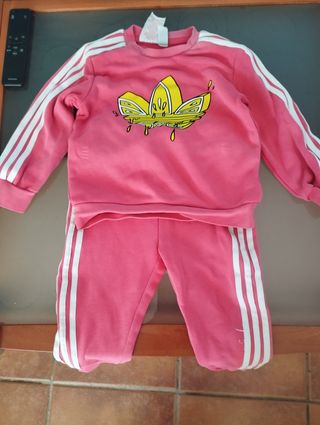 Chándal Adidas Bebé Rosa Talla 12/18 meses 