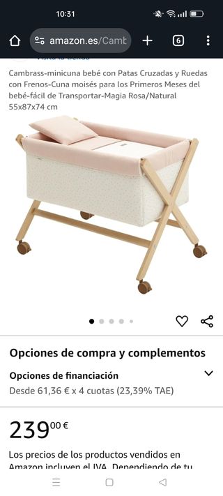 Minicuna bebé Cambrass rosa