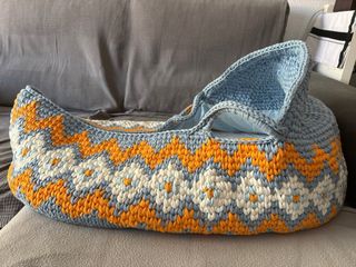 Cuna Moisés Ganchillo Azul y Naranja