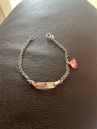 Esclava plata con charm elefante rosa