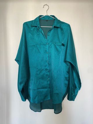 Camisa Rayas Vintage Teal Talla M