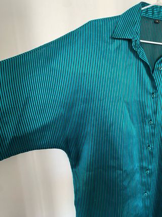 Camisa Rayas Vintage Teal Talla M
