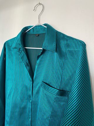 Camisa Rayas Vintage Teal Talla M