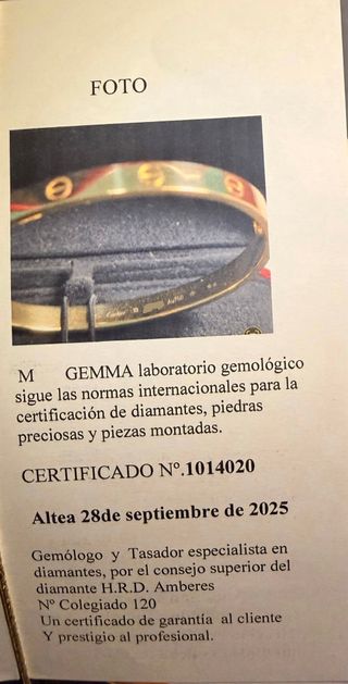 Pulsera Cartier Love Oro Talla 19