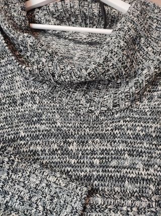 Vestido jersey cuello vuelto gris jaspeado