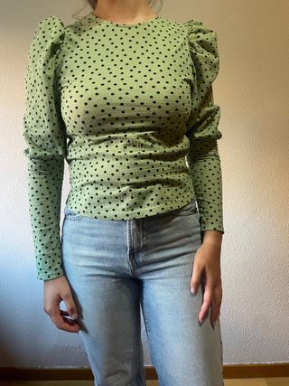 Camisa Zara lunares verde