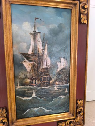 Cuadro tallado óleo galeón