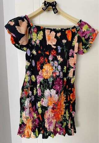 Vestido corto fruncido multicolor 